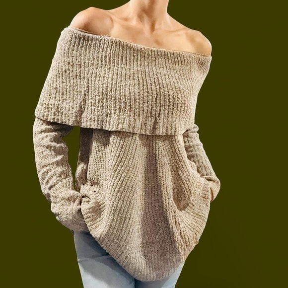 ANTHROPOLOGIE x MOTH Super Soft Chenille Oversized Taupe Grey Sweater S - Picture 1 of 9